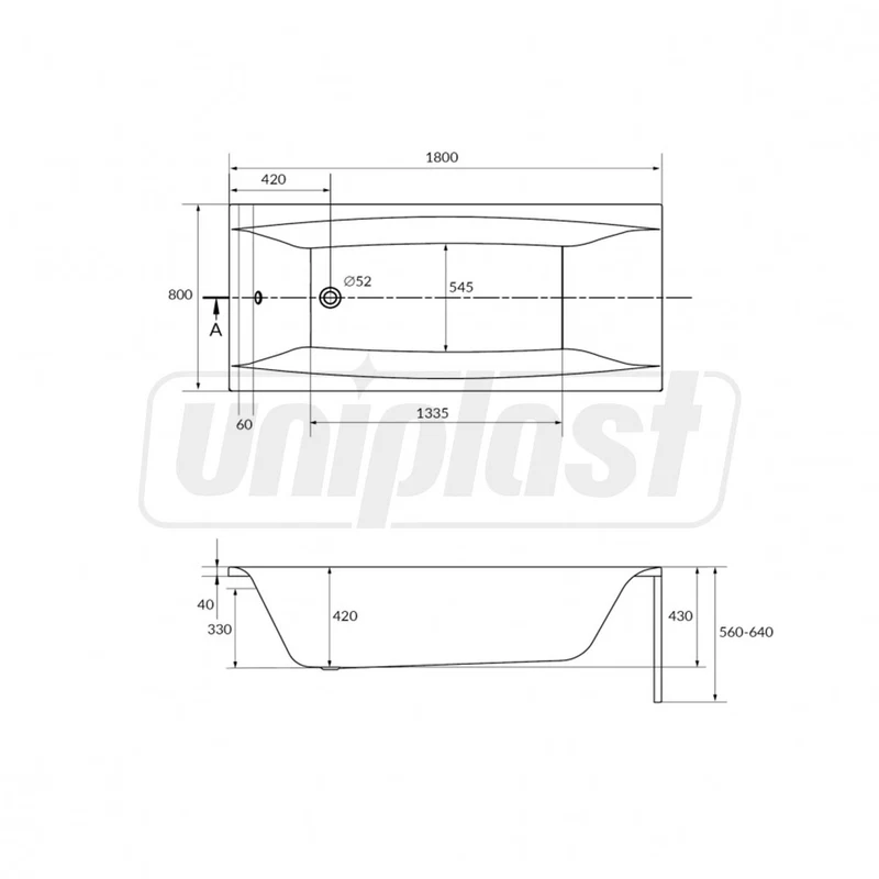 Сada de baie din acril CERSANIT Virgo 180 x 80 cm dreptunghiulara (8804) 2