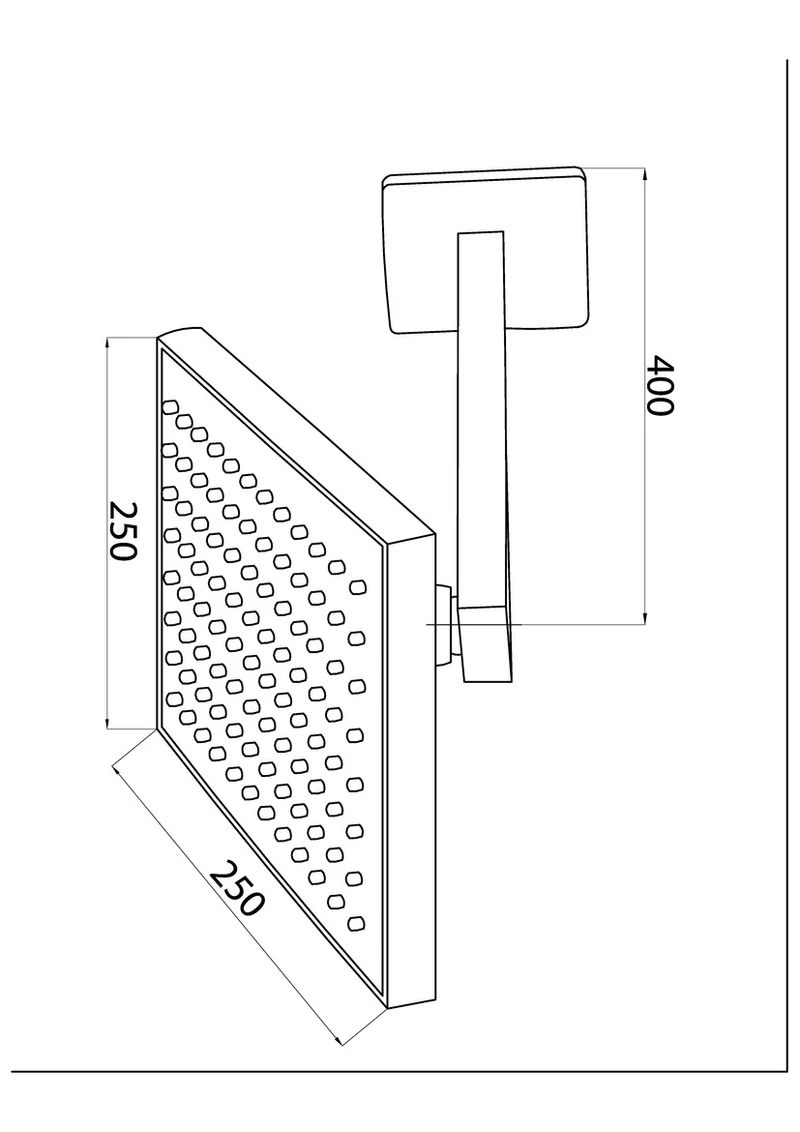 Cap de dus patrat 250 x 250 mm cu brat din perete ADS13  GPD 2