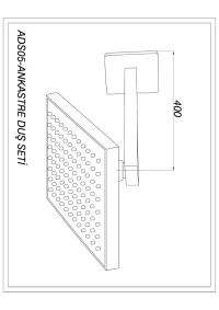 Cap de dus patrat 200 x 200 mm cu brat din perete ADS05  GPD 2
