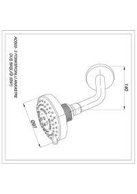 Cap de dus rotund D. 97 cu brat din perete la 45° ADS02  GPD 2