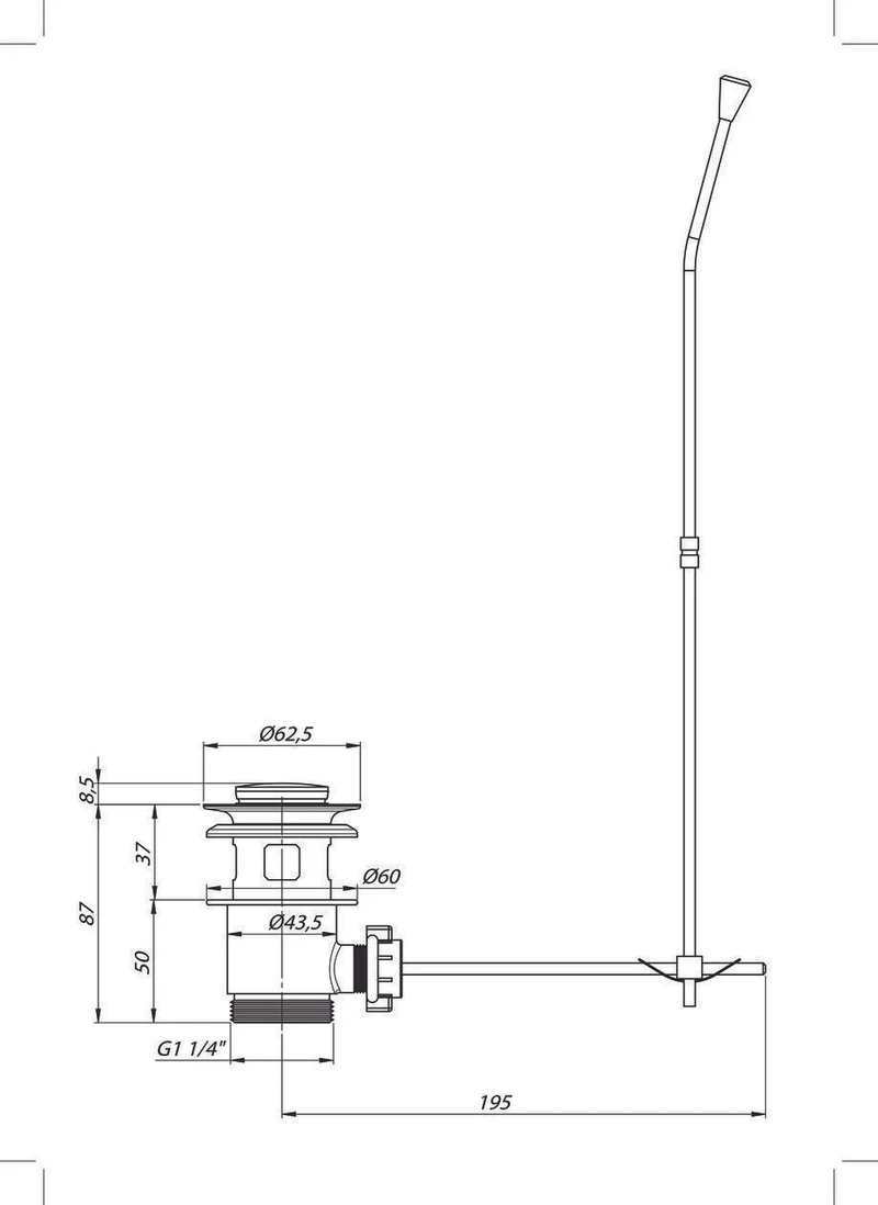 Ventil lavoar click-clack D. 1.1/4" (crom) cu tija PUP01  GPD 2