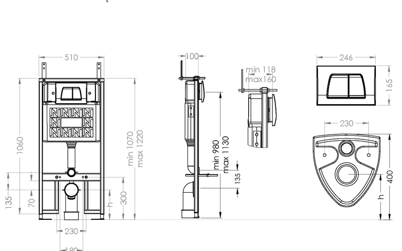 Rezervor incastrat pentru vas WC suspendat 3/6 l Silent RZV03  GPD 2