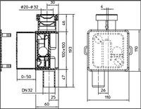 Sifon pentru aparat de aer conditionat, incorporat D. 32 100 x 100 mm HL138  HL 2