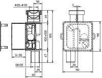 Sifon pentru aparat de aer conditionat, incorporat D. 32 100 x 100 mm HL138  HL 3