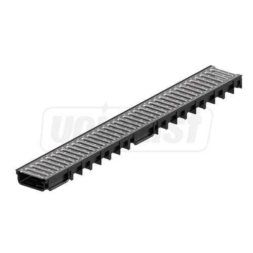Решетка канализационная с лотком A15 HDPE 4ALL H50 100x30x1000 мм (сталь оцинкованная) EN1433 (D.110, 75, 32)  MUFLESYSTEM