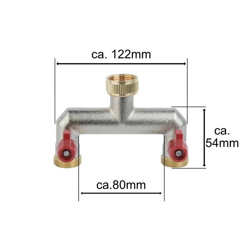 Распределитель 2 канала D. 3/4" М x 3/4" кран шаровый П, латунь BR-3034  BRADAS 5