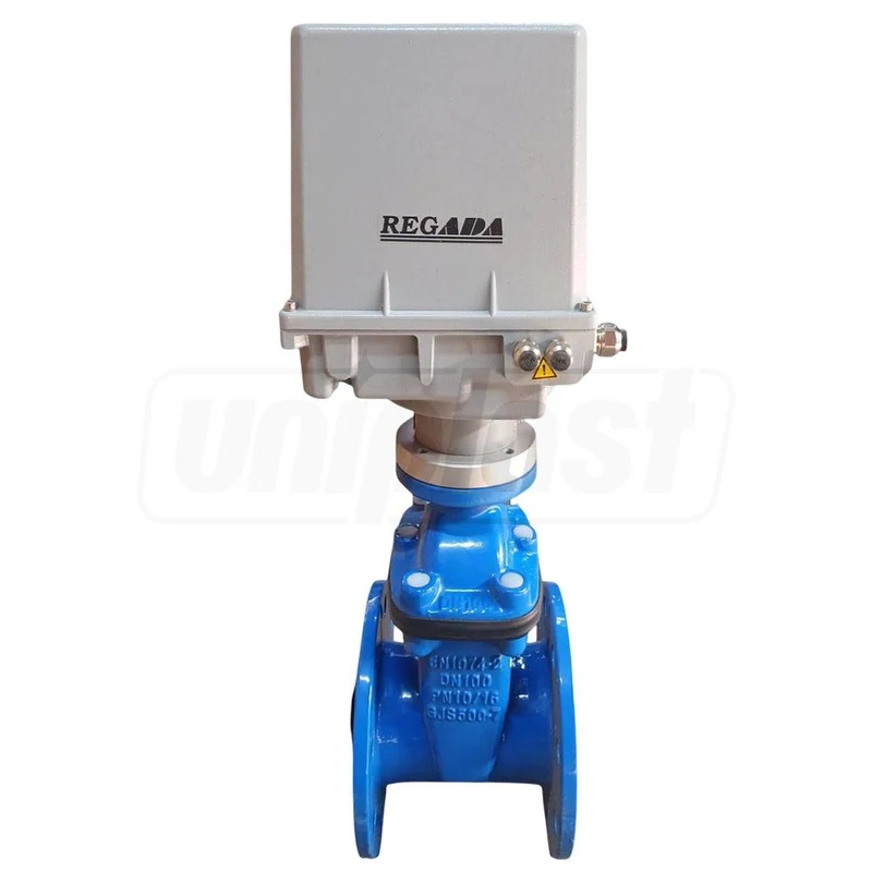 Vana fonta cu actionare electrica REGADA D. 80 PN16 pana cauciucata F4 (L=180 mm) (8 gauri)  BLUCAST 4