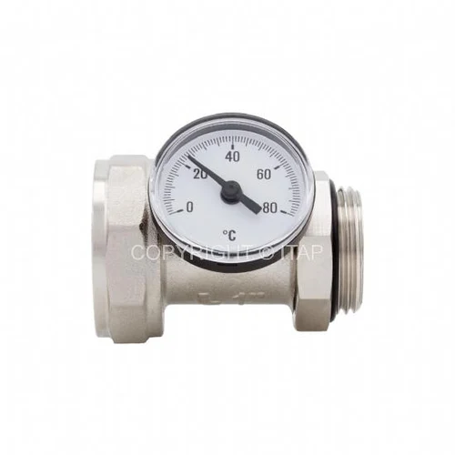 Racord olandez cu termometru axial D. 1.1/4" FI/FE PN10 alama nichelata  ITAP