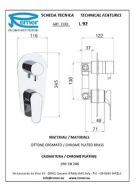 Baterie baie/dus pentru montare ascunsa CLASS LINE 92L  REMER 2