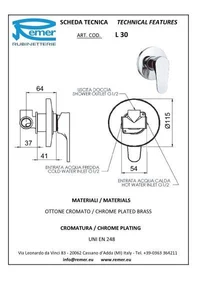 Смеситель для душа скрытого монтажа CLASS LINE 30L  REMER 2