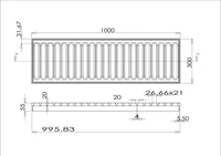 Решетка канализационная чугунная без рамы 300x1000x55 мм EN124 C250 2