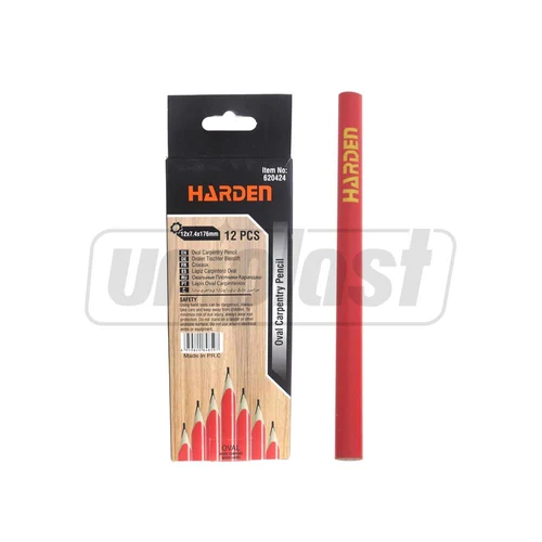 Карандаш строителя 12 x 7.4 x 176 мм овальный (красный) (12 шт. упаковка)  HARDEN