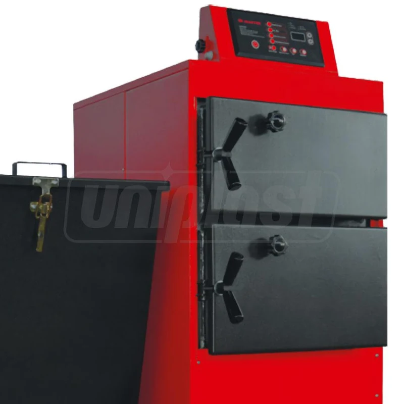 Cazan pe combustibil solid cu incarcare automata din otel (cu buncăr) 25MKB Double Fuel Boiler 30 kW, 300 m² (lemne, carbune, pelete), L=1200 mm, W=940 mm  MAKTEK 3