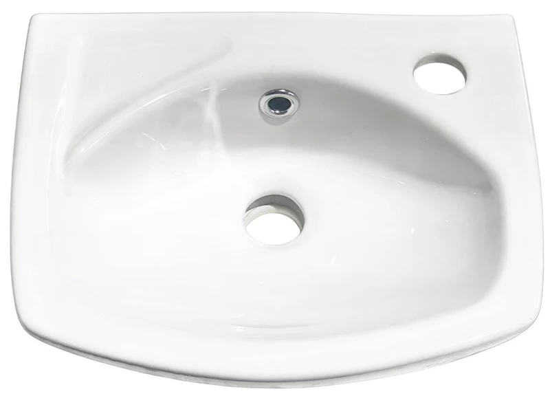 Lavoar fara piedestal semirotund 350 x 280 x 115 mm (orificiu pentru baterie în dreapta) LISSA  EGE VITRIFIYE 2