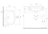 Lavoar fara piedestal semirotund 350 x 280 x 115 mm (orificiu pentru baterie în dreapta) LISSA  EGE VITRIFIYE 3