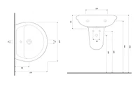 Lavoar fara piedestal semirotund 500 x 400 x 120 mm (orificiu pentru baterie în dreapta)  LISSA  EGE VITRIFIYE 3