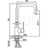 Baterie (chiuveta plus) cromata, cu piulita R42052-20  FRUD 2