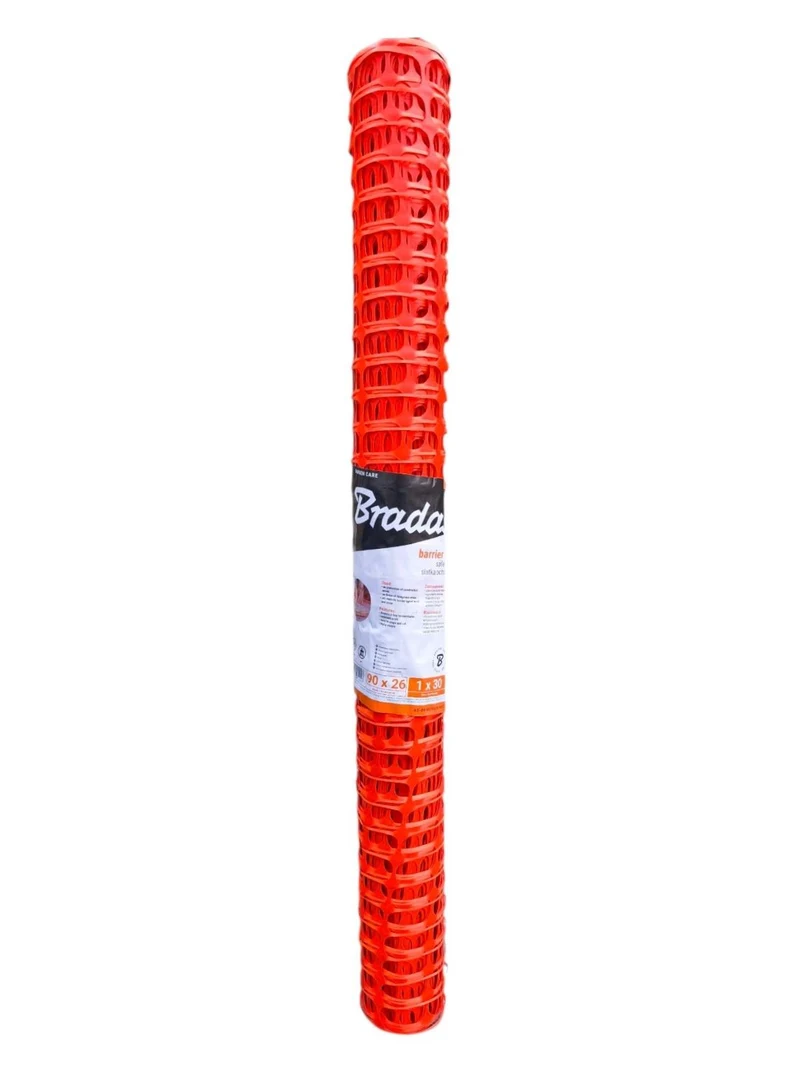 Сетка оградительная HDPE ORANGE 100 г/м², 90 мм x 26 мм, рулон (1 м x 30 м) AS-BR10090261030  BRADAS 3