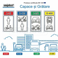 Capac cu rama patrata din fonta 480x480 mm (525x525 mm, H=30 mm) EN124 B125 TR 4