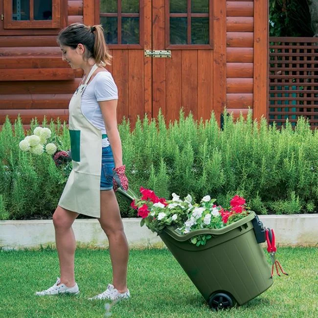Roabă multifuncțională completă cu oprire mătură Verde, 60 kg (59.5x53x88.5H) Helpy Cart  STEFANPLAST 3