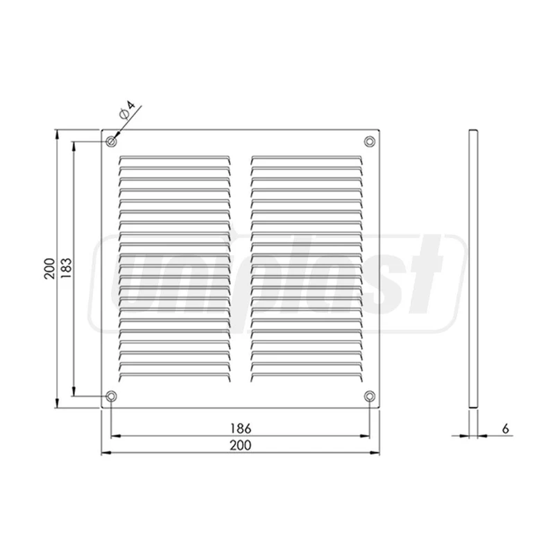 Grila ventilatie metal dreptunghiulara 300 x 100 mm (cu plasa metalica) (atnracit) MR3010A  EUROPLAST 2