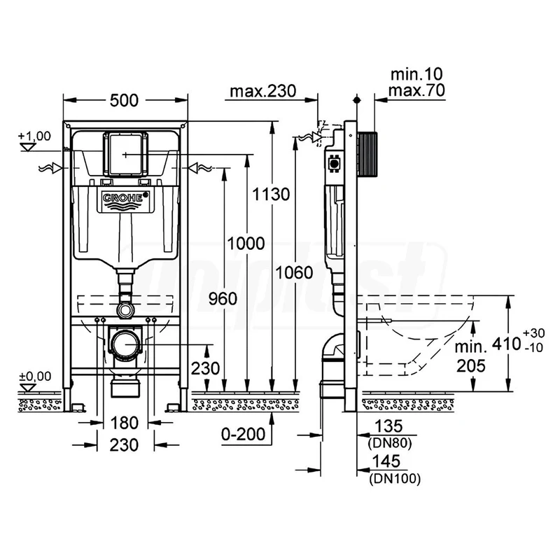 Инсталляция для подвесных унитазов GROHE Rapid SL 38772001, с кнопкой (Skate Cosmo Crom) 2
