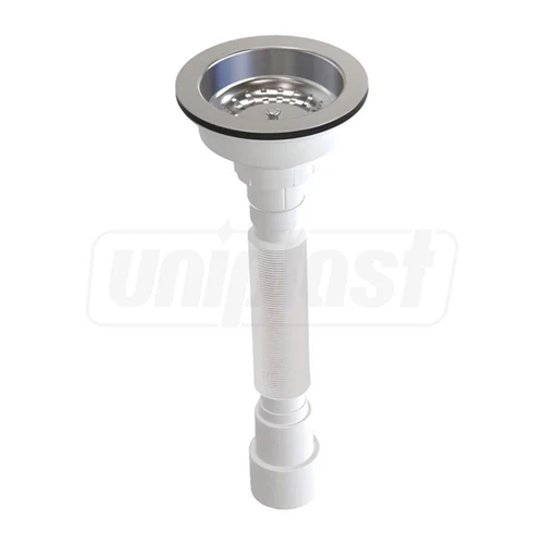 Sifon lavoar gofrat D. 3.1/2" x 40 ventil inox 115, L=750 mm  METLINE