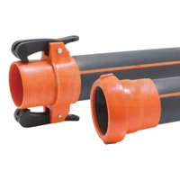 Teava de irigatii cu prindere rapida din plastic D. 63 PN5 L=6 m (cu dungi portacalii)  ASB