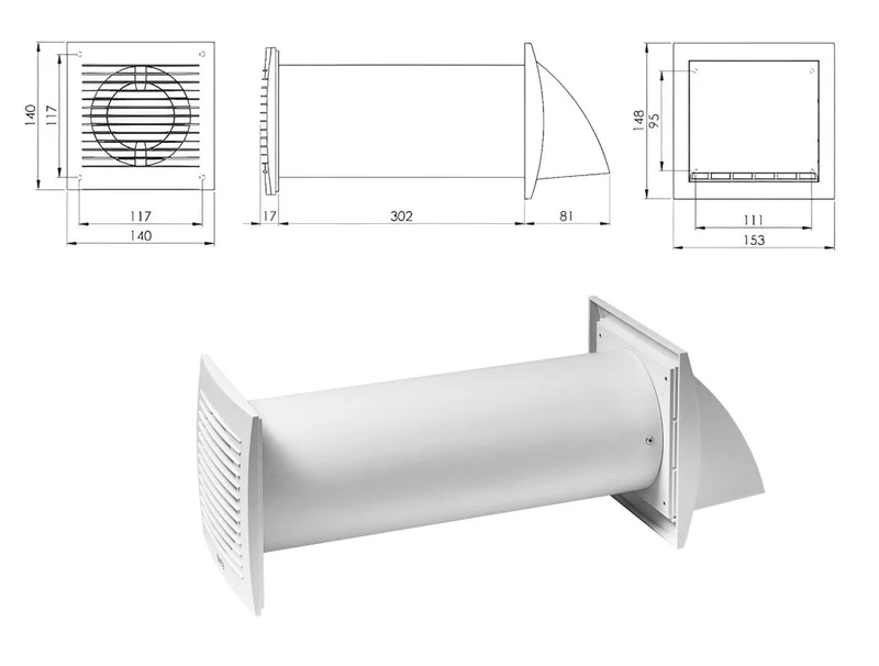 Recuperator de aer D.100 cu comutator ascuns  EER100S EUROPLAST 2