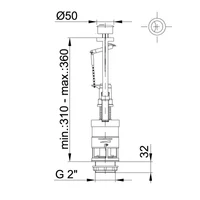 Механизм для бачка WC cмывная арматура с 2-кнопочным пуском STY-722  STYRON 2