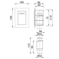 Sifon pentru aparat de aer conditionat, incorporat D. 32 100 x 140 mm STY-300-KLE+MD  STYRON 2