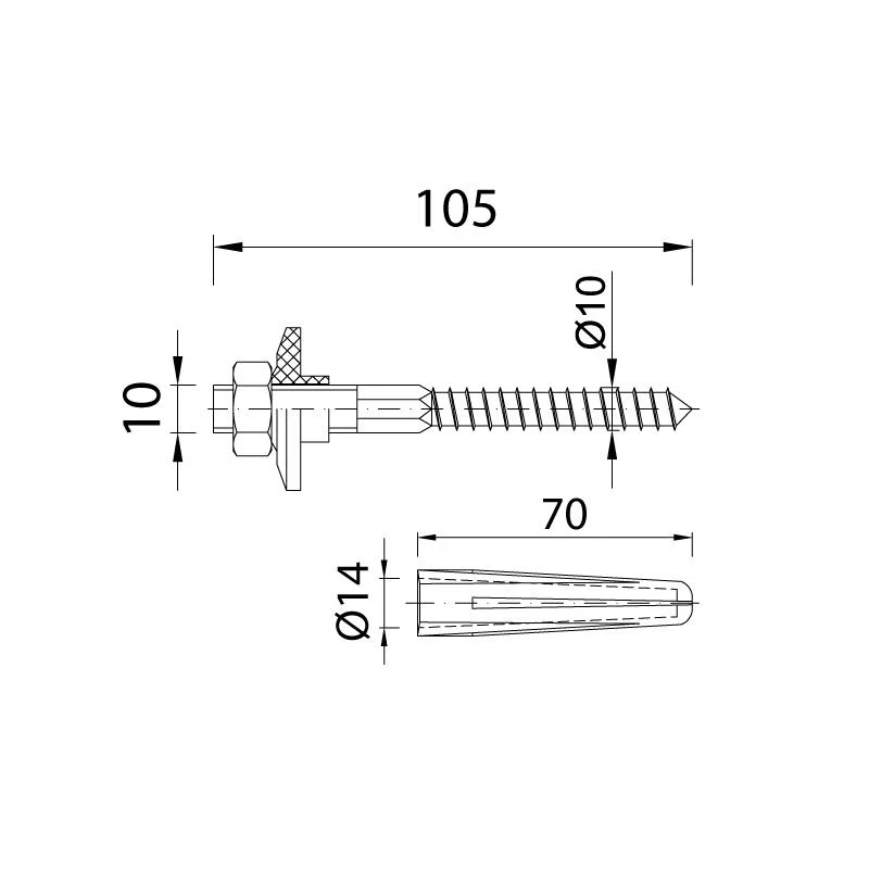 Крепления для умывальника М10 x 100 (комплект) MR-105  STYRON 2