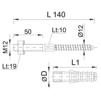 Крепление для бойлера М12x140 мм BR-145  STYRON 2