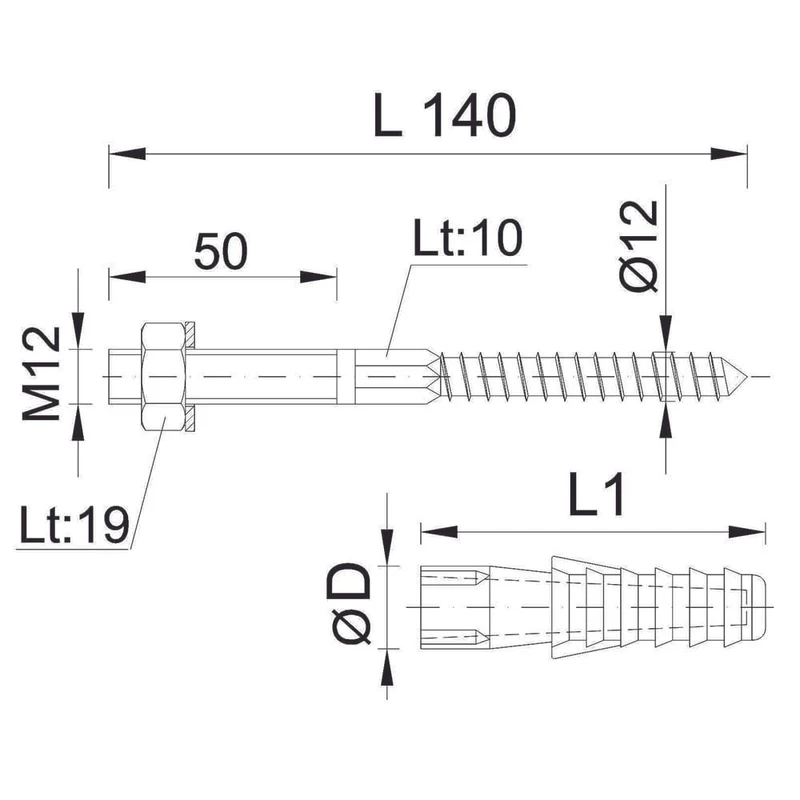 Крепление для бойлера М12x140 мм BR-145  STYRON 2