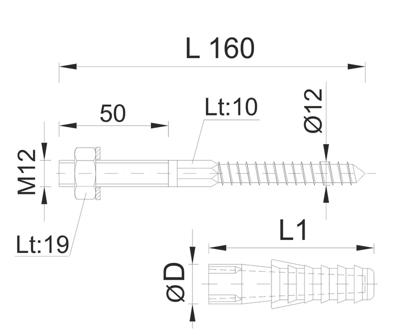 Крепление для бойлера М12x160 мм BR-160  STYRON 2