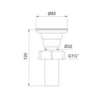 Выпуск для сифона металлический с патрубком D. 1.1/4" x 65 У0100.3100  SOLOPLAST 2