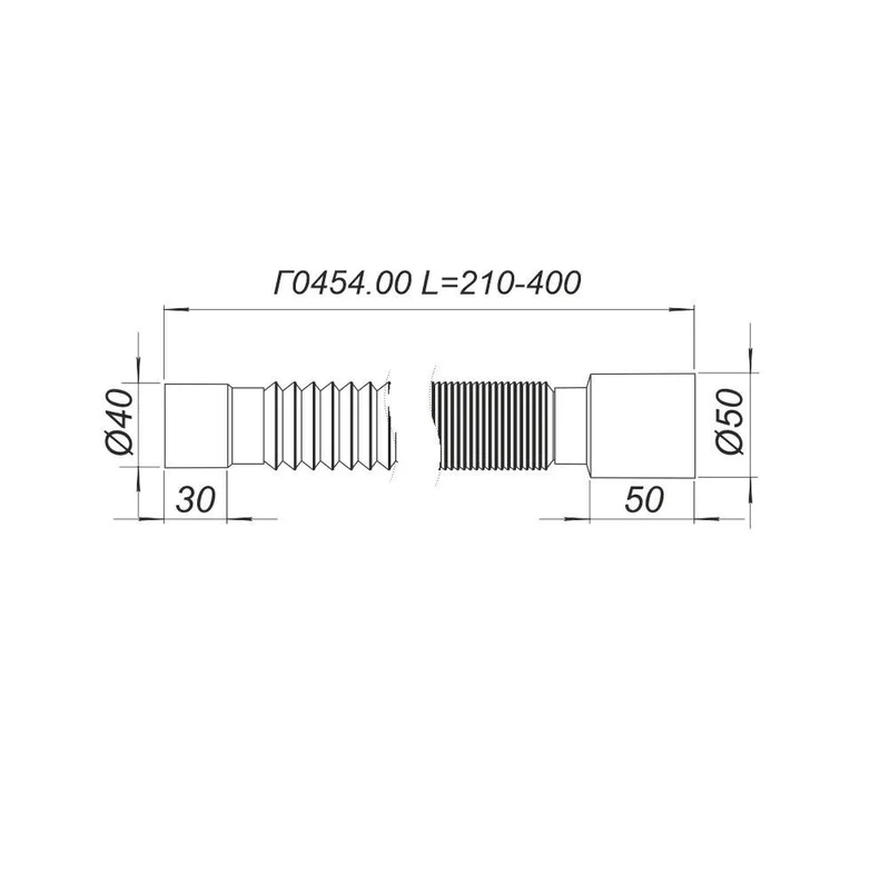 Furtun flexibil D. 40 x 50 L= 450 mm Г0454.00  SOLOPLAST 2