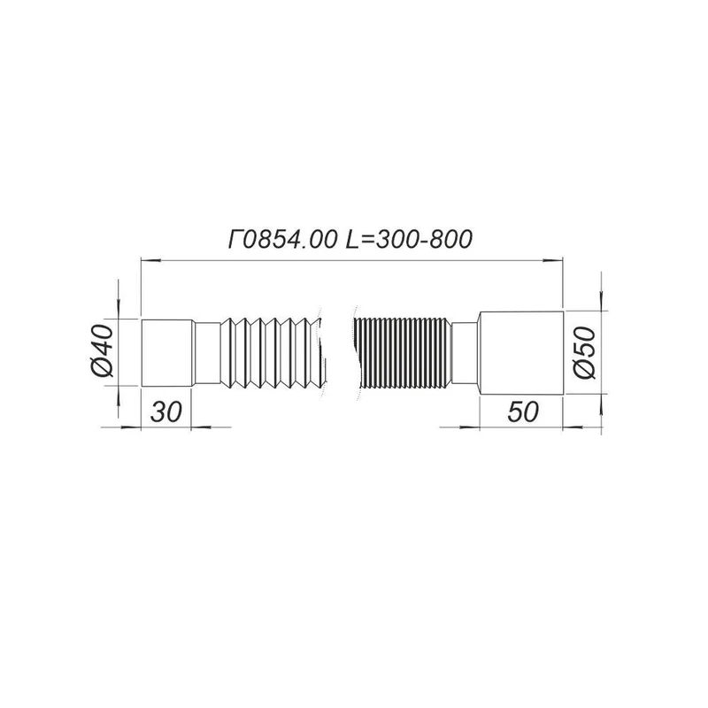 Furtun flexibil D. 40 x 50 L= 800 mm Г0854.00  SOLOPLAST 2