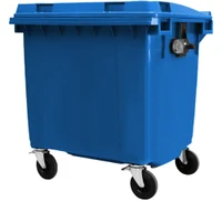 Cos pentru transportarea deseurilor 1100 L din plastic pe roti (albastru) HE
