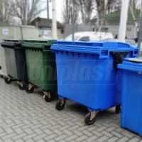 Cos pentru transportarea deseurilor 1100 L din plastic pe roti (albastru) HE 3