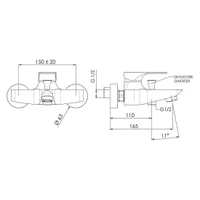 Смеситель для ванны настенный CLASS LINE L05NO (черный мат)  REMER 2
