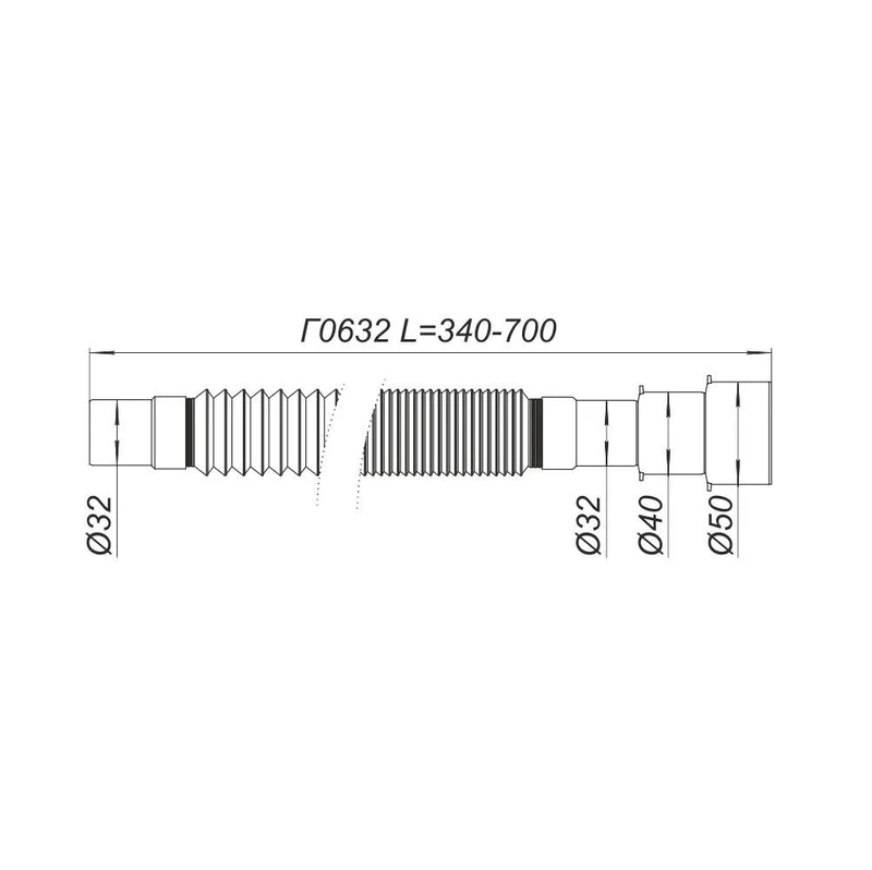 Furtun flexibil D. 32 x 50 L= 700 mm Г0632  SOLOPLAST 2
