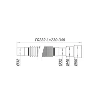 Furtun flexibil D. 32 x 50 L= 340 mm Г0232  SOLOPLAST 2