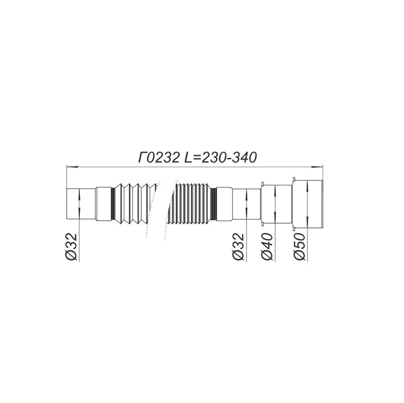 Furtun flexibil D. 32 x 50 L= 340 mm Г0232  SOLOPLAST 2
