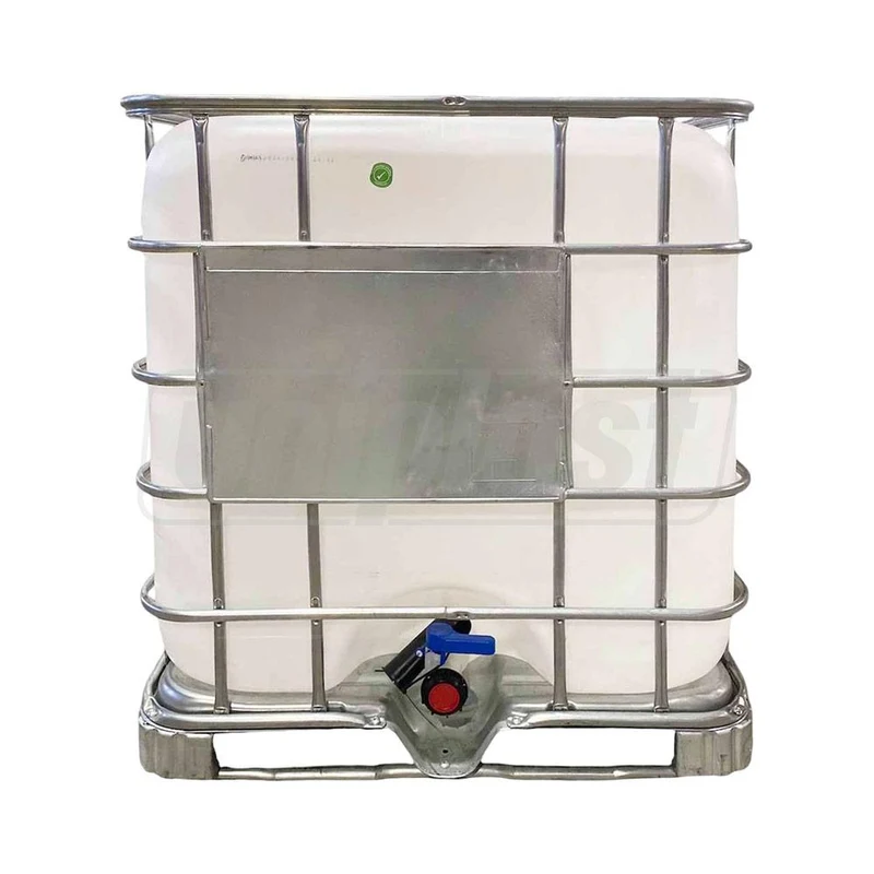 Rezervor cubic EUROCUB IBC 1000 L (alb) 1 m x 1 m x 1.2 m + robinet FI/FI D. 2"  PIMTAS 2
