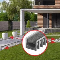 Решетка канализационная с лотком A15 HDPE для камней 4STONE 100x70x1000 мм EN1433 (D.110)  MUFLESYSTEM 3