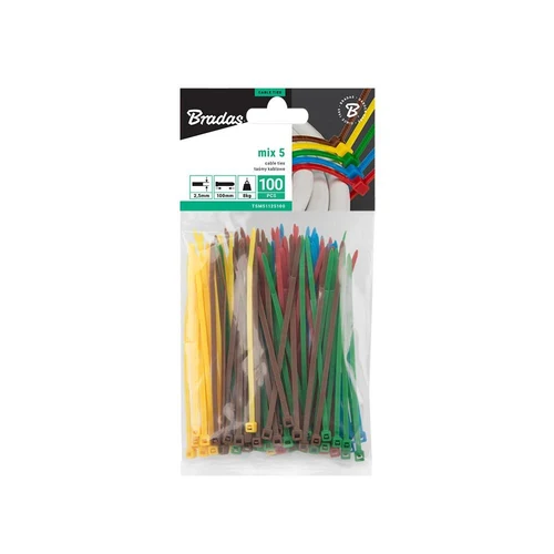 Coliere din nailon pentru cabluri 2.5 x 100 mm (colorate) (100 buc.)  BRADAS