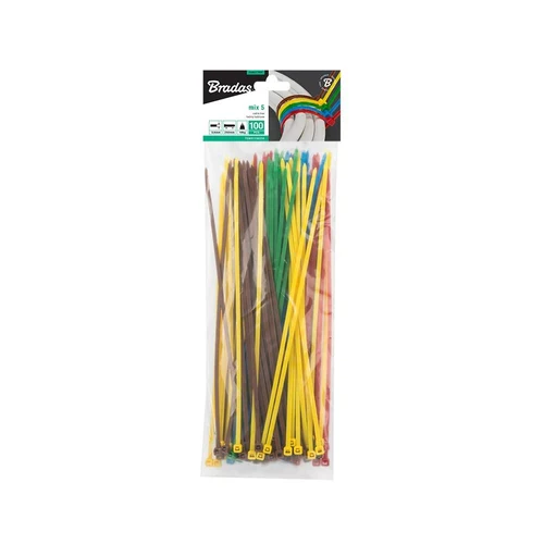 Coliere din nailon pentru cabluri 3.6 x 300 mm (colorate) (100 buc.)  BRADAS