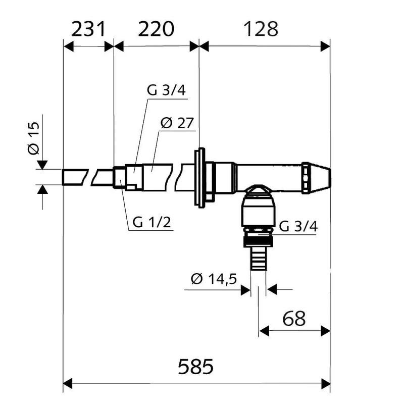 Кран наружный  незамерзающий D. 1/2 x 3/4 POLAR II  SCHELL 3