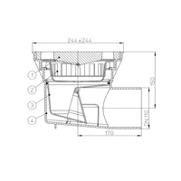 Sifon exterior orizontal D.110 fonta, 260 х 260 mm, H=200 mm, 12.5 t HL605.1  HL 4